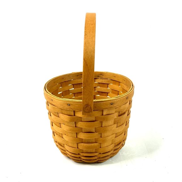 Bundle of 4 Vintage 90s Y2K Longaberger Baskets Woven Maple Wood Round Square - Picture 2 of 10